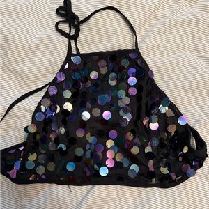 🪩 Open Back Paillette Top